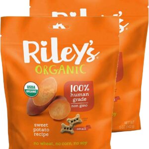 Riley's Organic Sweet Potato Recipe | Small Bone Dog Treats | 2 Pack 5 oz