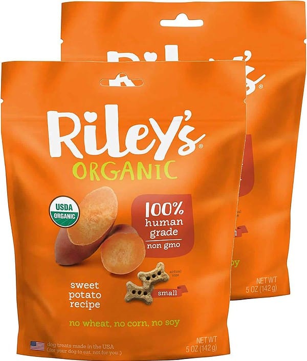 Riley's Organic Sweet Potato Recipe | Small Bone Dog Treats | 2 Pack 5 oz