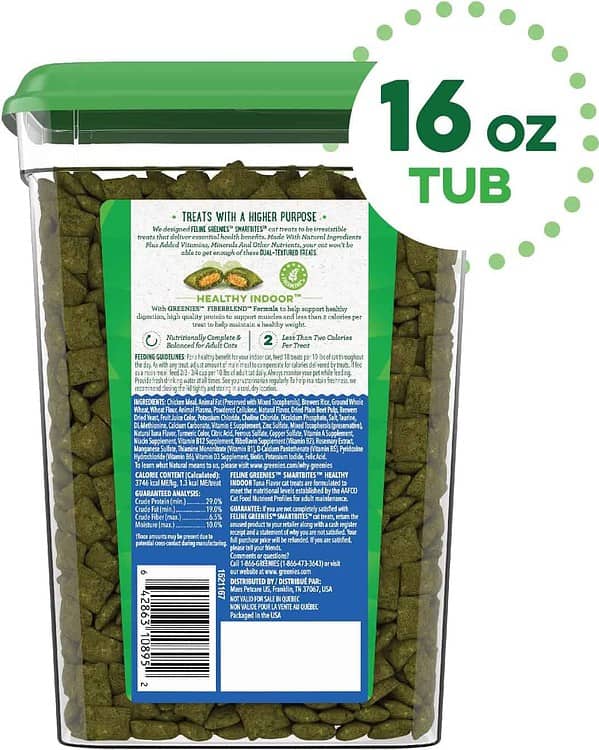 Greenies Smartbites Healthy Indoor Natural Treats for Cats, Tuna Flavor, 16 oz. Tub - Image 2
