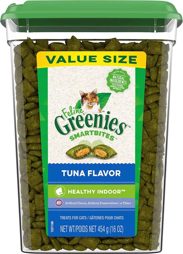 Greenies Smartbites Healthy Indoor Natural Treats for Cats, Tuna Flavor, 16 oz. Tub